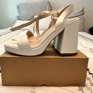 women’s white block heels